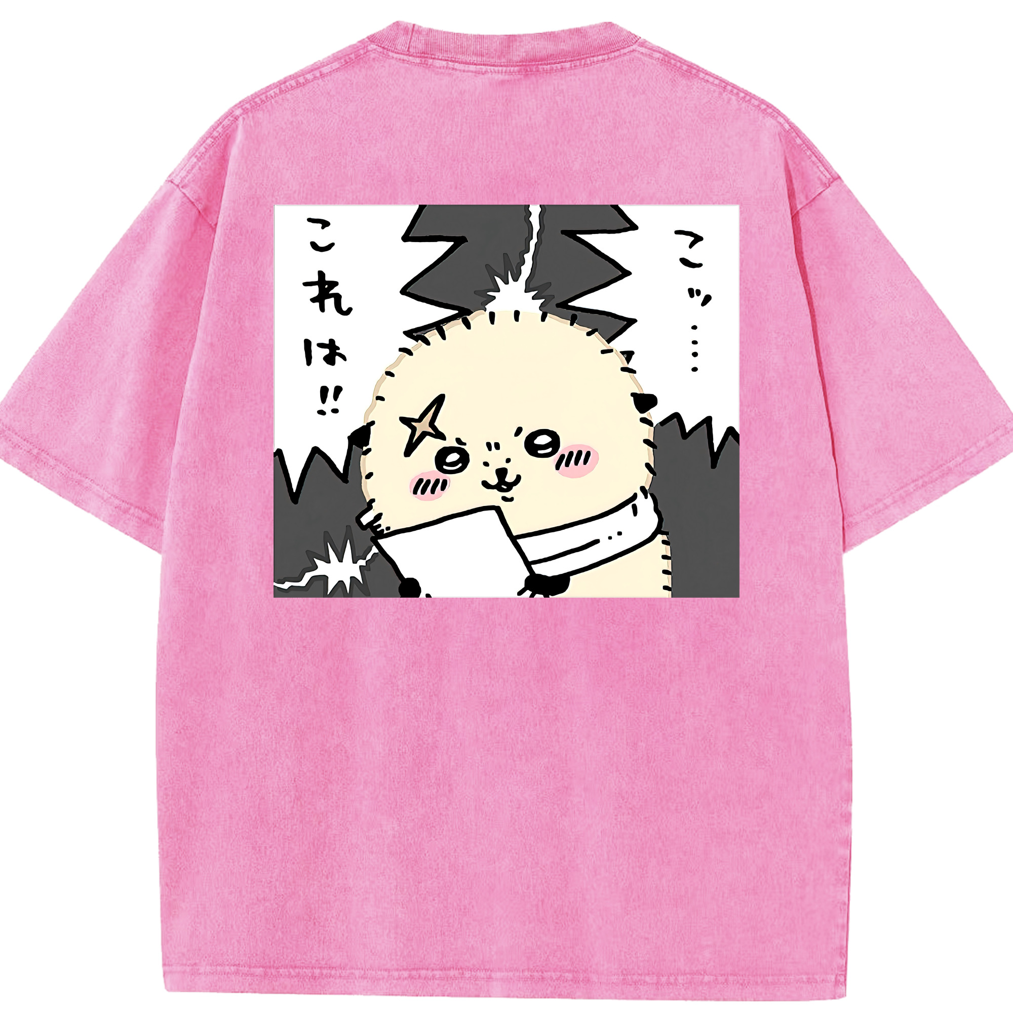 （画像用） ちいかわ ラッコ Chii-kawa Sea otter 綿100% ヴィンテージ風 半袖Tシャツ（背面プリント）